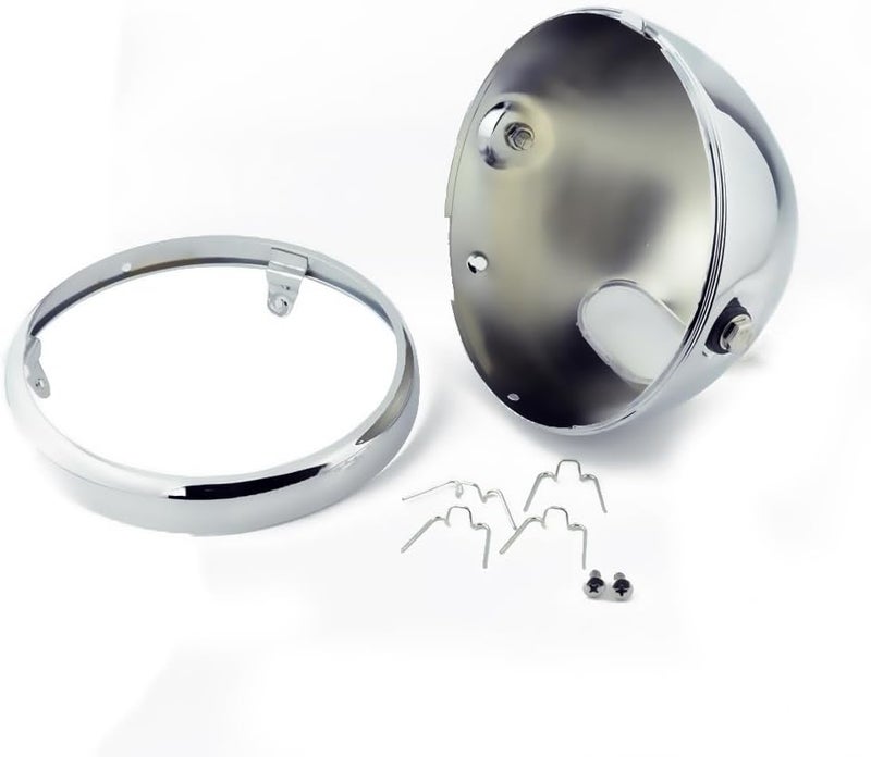 Boldness Motorcycle 7" Headlight Housing Shell Bucket Side Mount Lamp LED Cover for Cafe Racer Lighthouse Chrome - Image 4